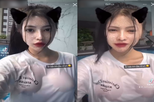 Ngọc Uyên vú bự thèm đụ ở bể bơi